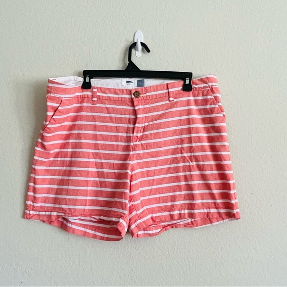 Old Navy Women's Striped Coral chine Shorts size 14 summer casual coastal beach - Picture 4 of 8